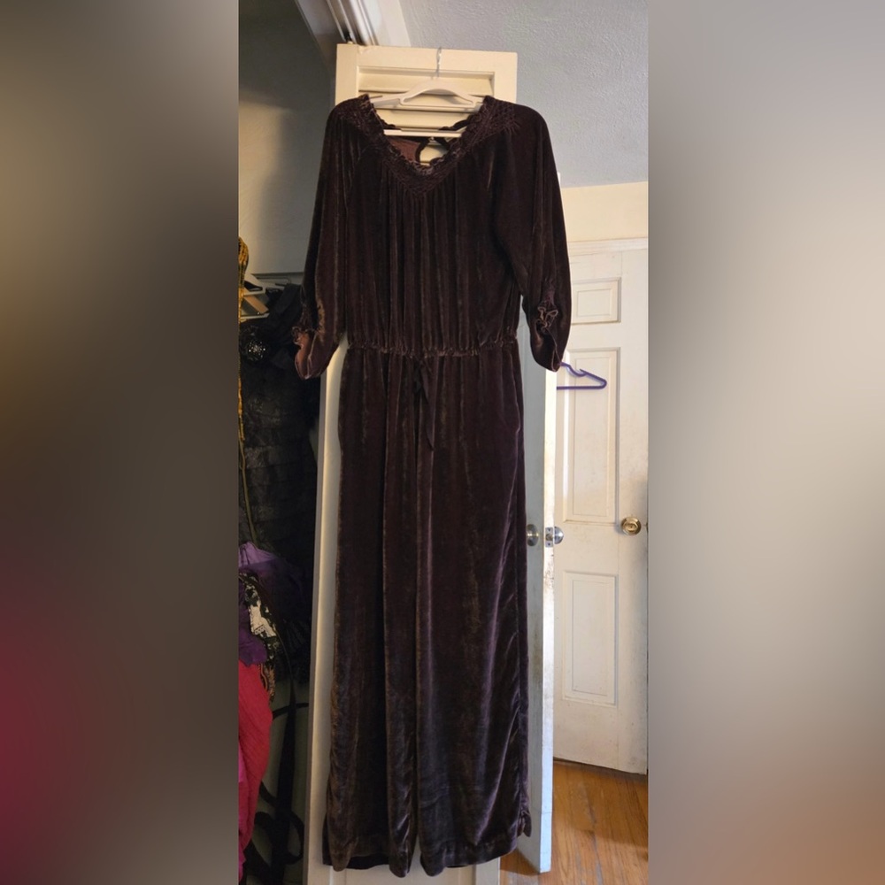 Ulla Johnson Velvet Long Sleeve Romper in Mauve